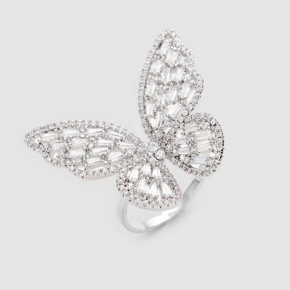 Couture Cubic Zirconia Crystal Butterfly‎ Ring - Picture 1 of 2